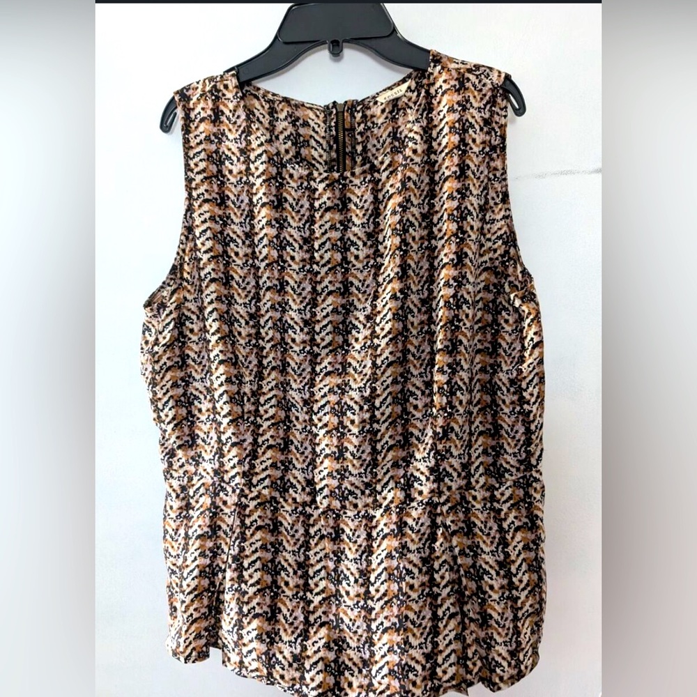 Fossil Silk Sleeveless Peplum Top Sz M